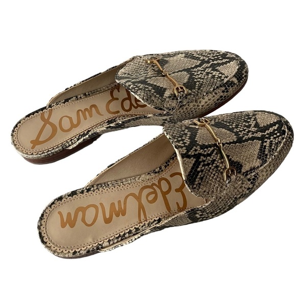 ❌SOLD ❌Sam Edelman Leather Snakeskin Flat Mules Women's size 9 - Picture 3 of 9